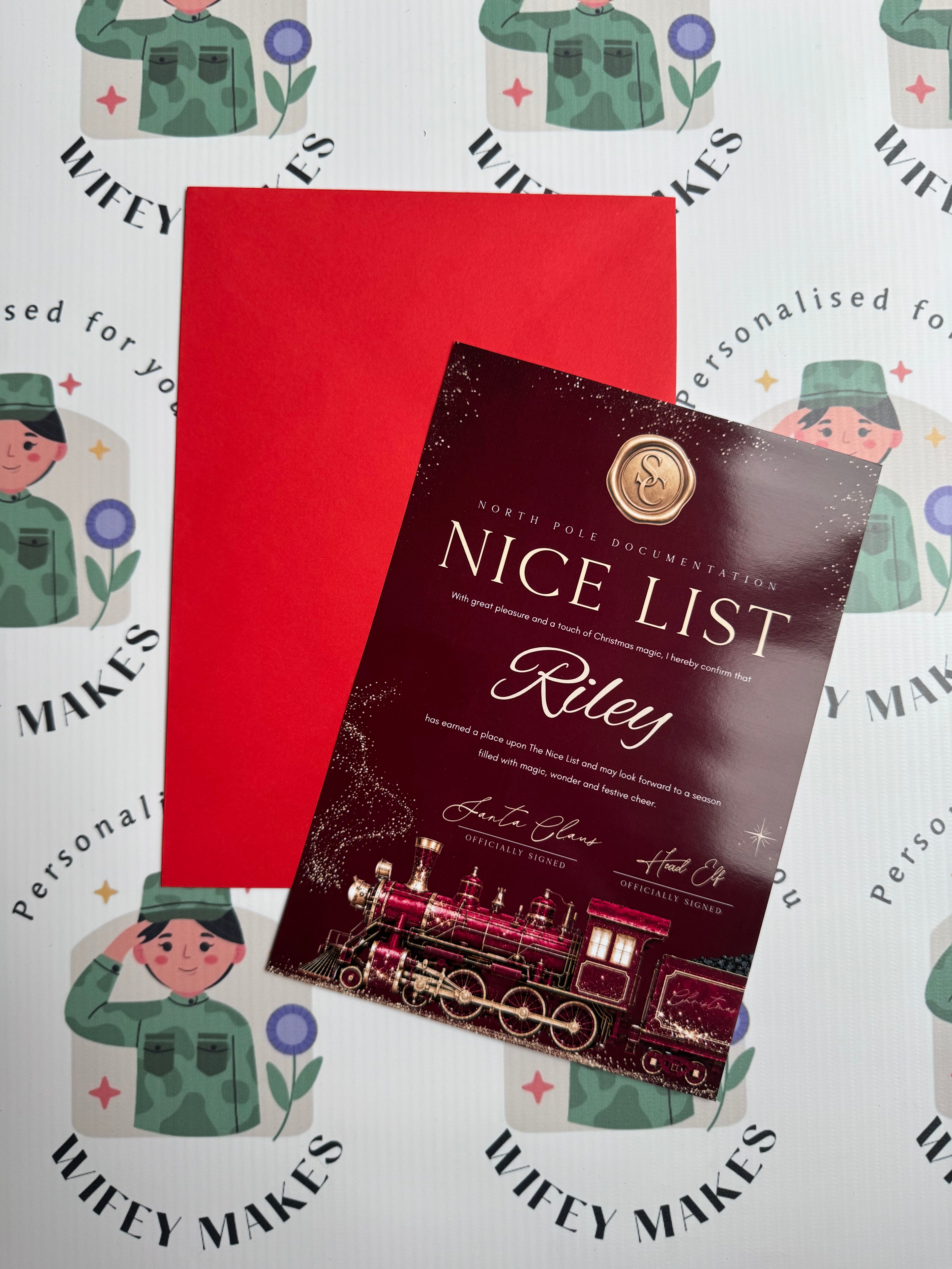 Personalised Christmas Nice List Letters Boys