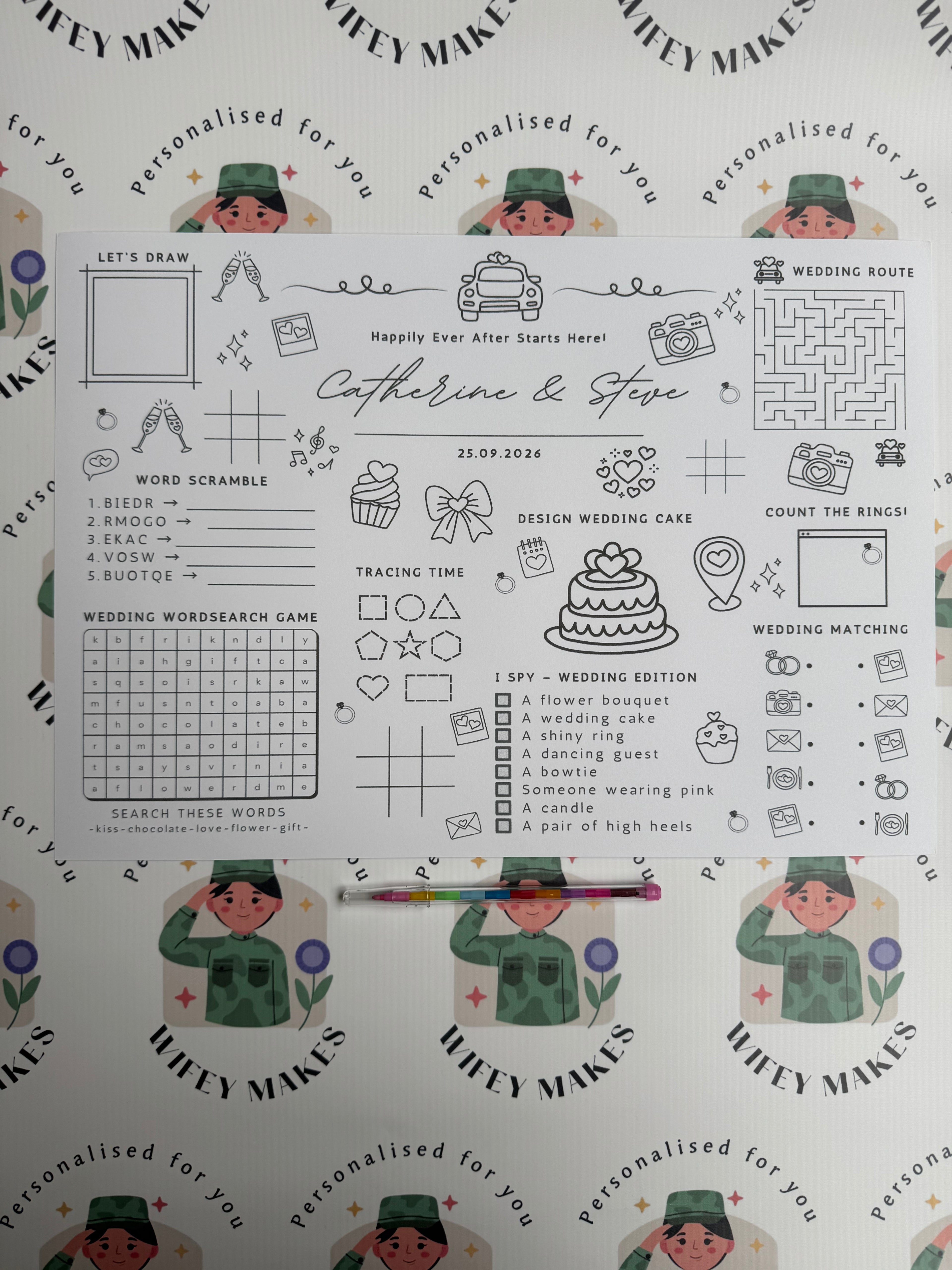 A3 Wedding Colouring Mat