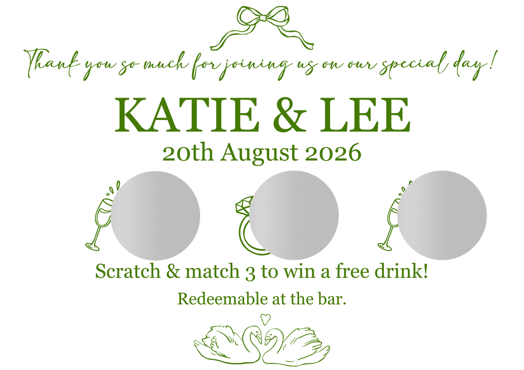 Personalised Scratch Off Cards Drink Prize