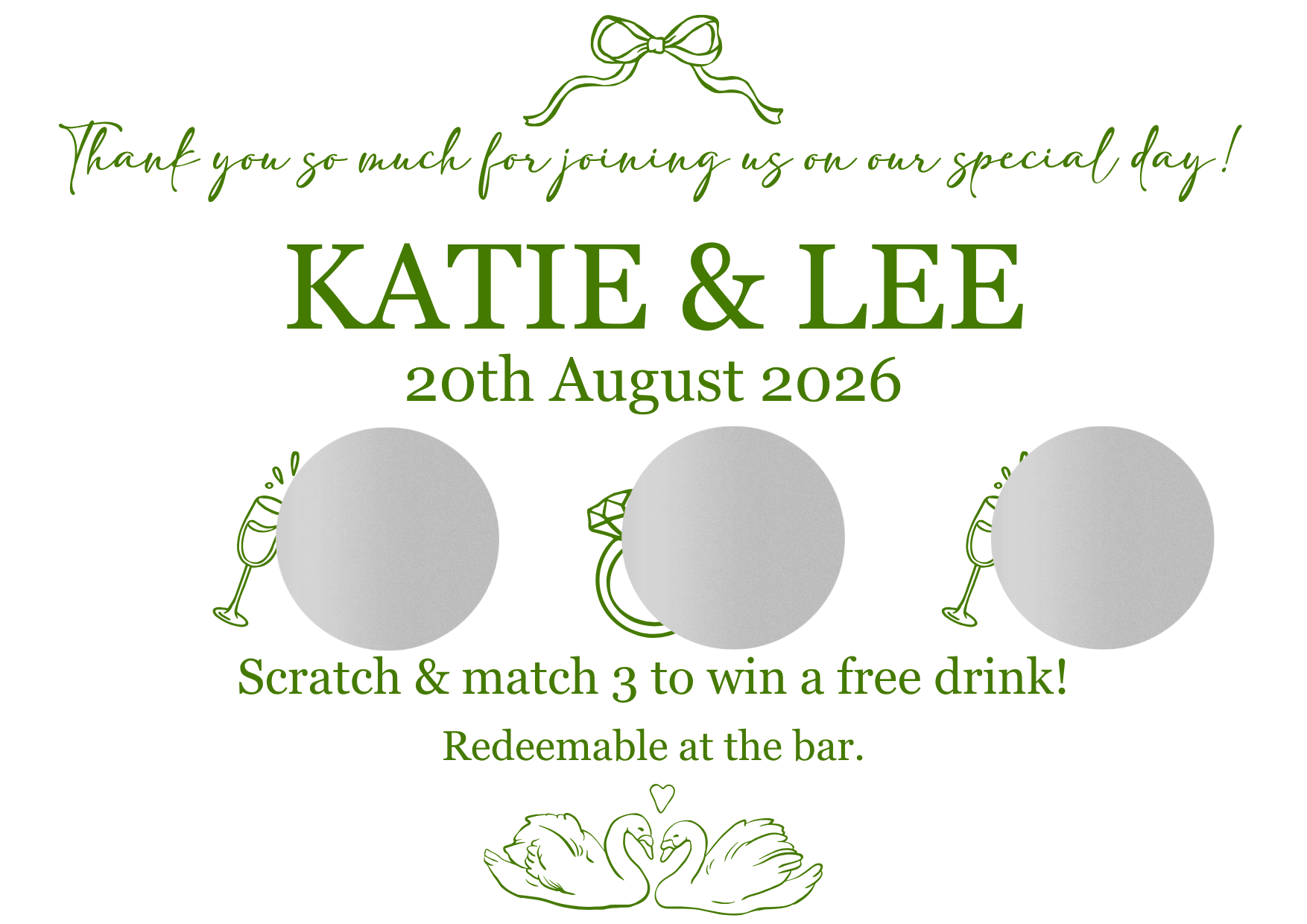 Personalised Scratch Off Cards Drink Prize