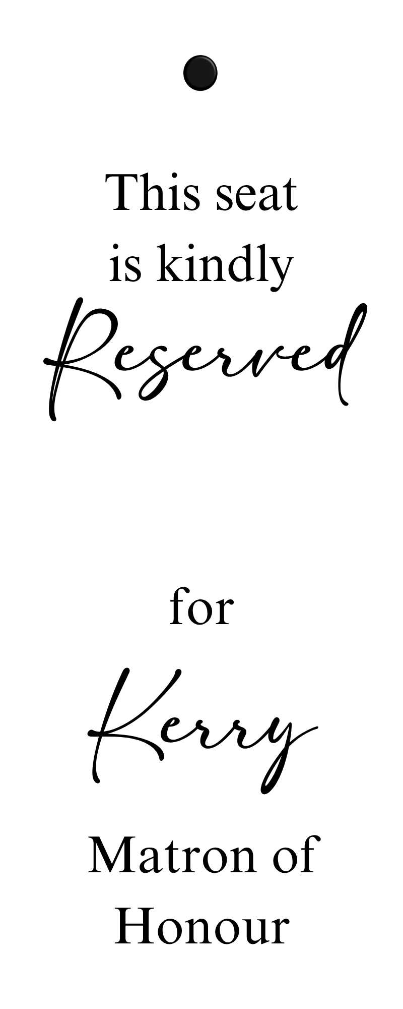 Seat or Row Reserved Tags